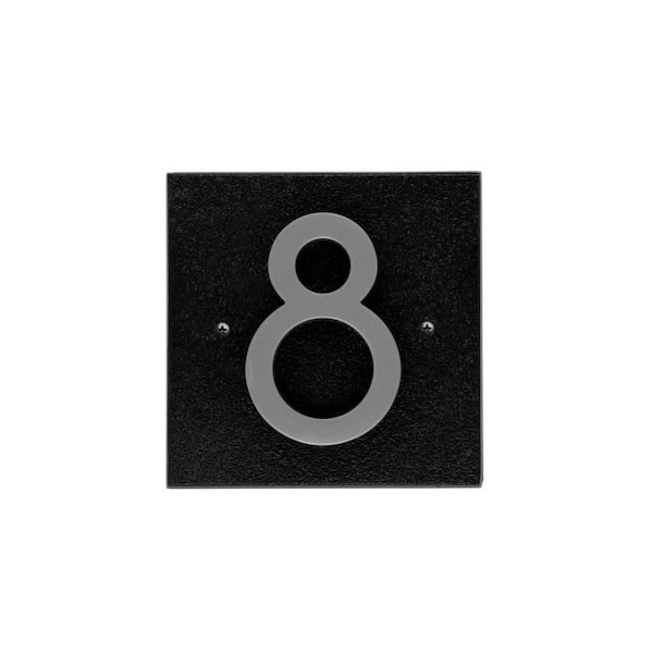 Floating Stand-Off 1-Number Horizontal Sign, Black /w/ Silver Modern Font Number