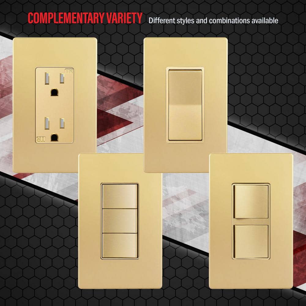 Gold 1-Gang Screwless Decorator Wall Plate, Polycarbonate