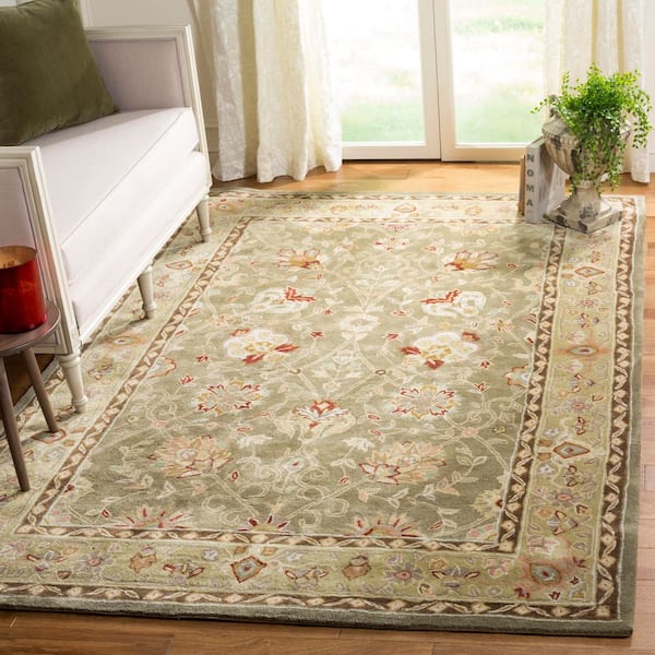 Total Performance 4 ft. x 6 ft. Sage/Beige Floral Oriental Area Rug
