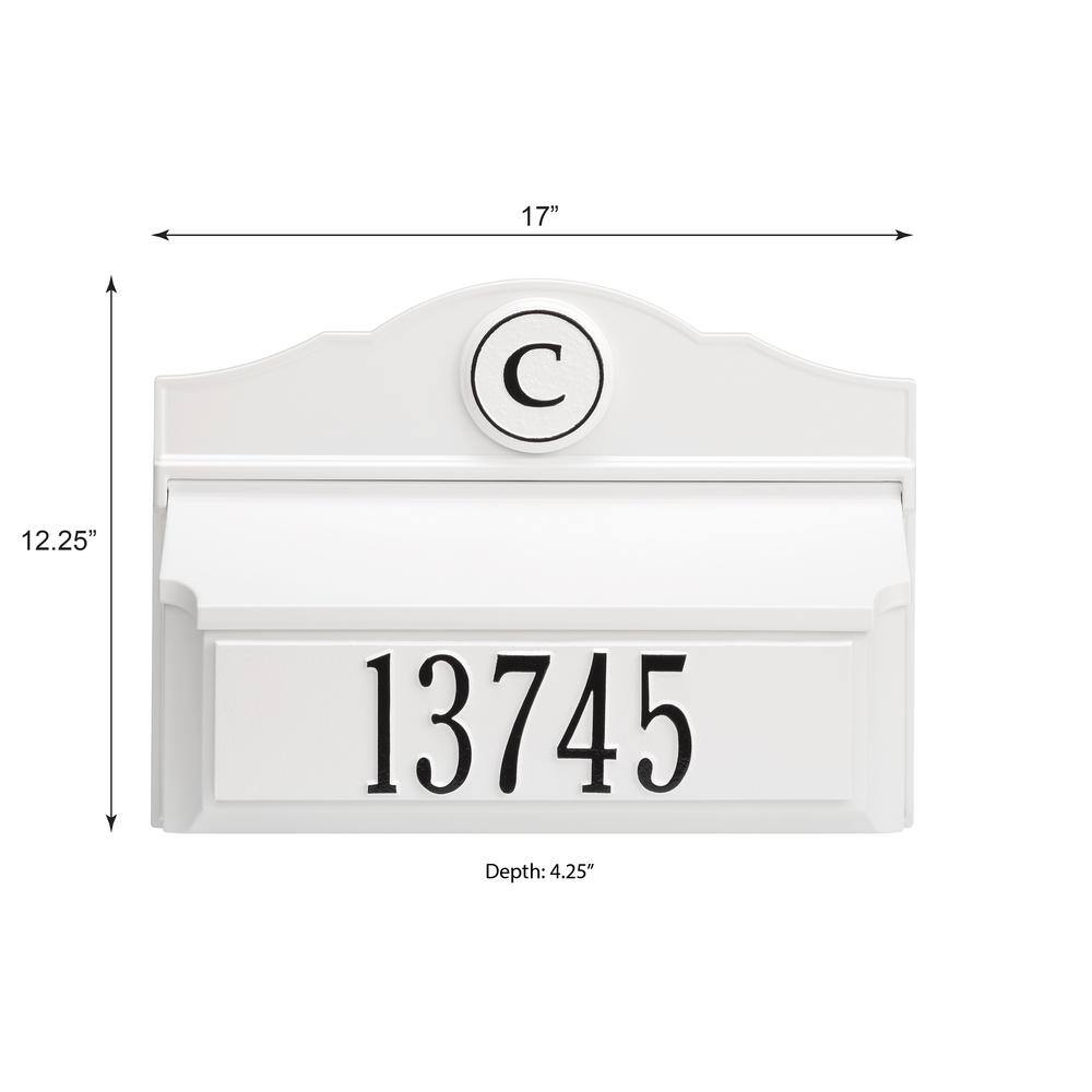 White Personalized Colonial Wall Mailbox with Monogram