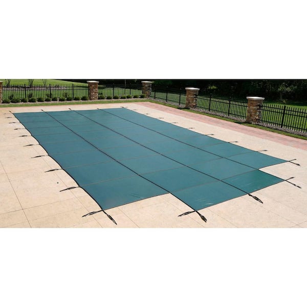 Blue Wave 18 ft. x 36 ft. Rectangular Green In-Ground Safety Pool Cover with 4 ft. x 8 ft. Center Step