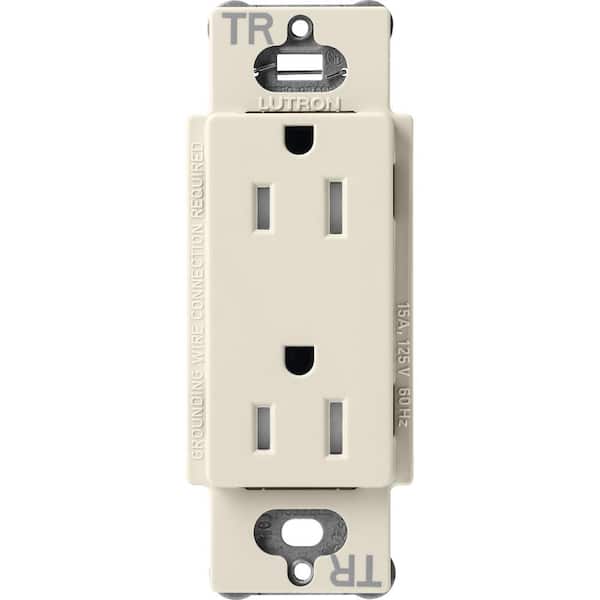 Lutron Claro 15-Amp Tamper-Resistant Duplex Receptacle, Pumice (SCRS-15-TR-PM)