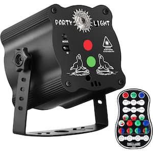 2 .83 in. Black Finish Indoor Battery Powered DJ Disco Stage Party Lights Lamp Sound with Activated Strobe Projector