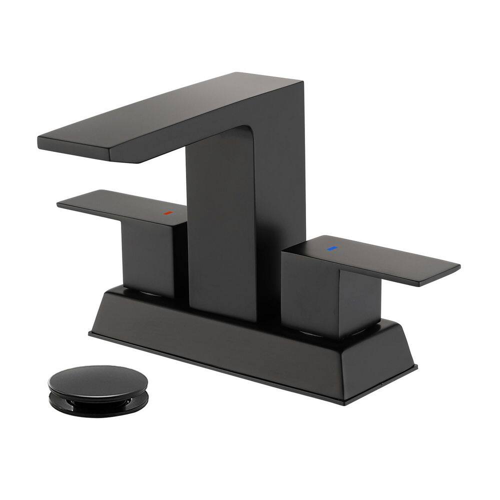 304 stainless steel 4 in. Centerset Double Handle Bathroom Faucet with Drain Kit Included in Black price history on PriceWatchPro