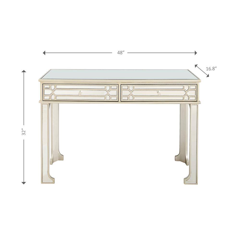 Aubrey Mirrored Glass Hallway Console Table with Storage