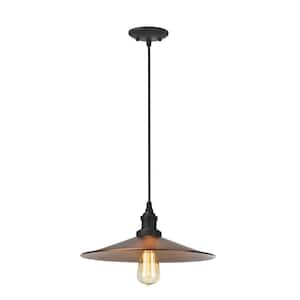 1-Light Oil Rubbed Bronze Mini Pendant with Metal Shade