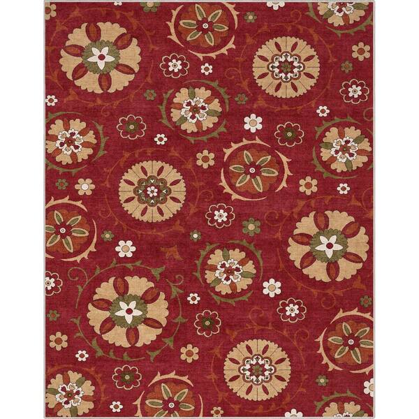 Seven Kings Rug Well Woven Red 5 ft. x 7 ft. Flat-Weave Kings Court Beatrice ...