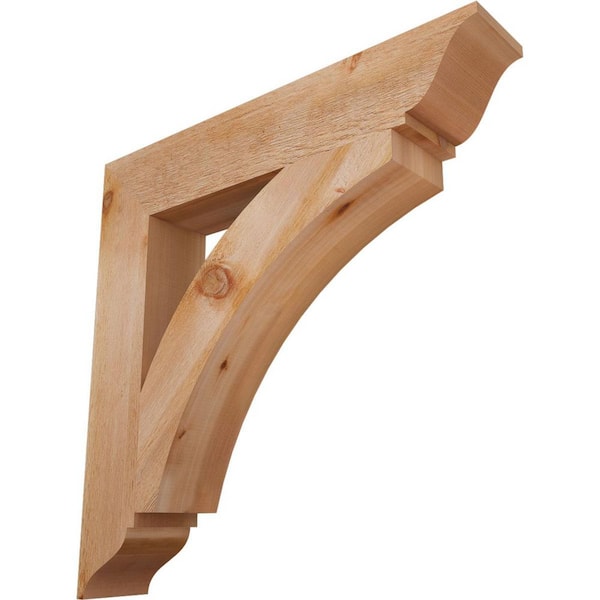 Ekena Millwork 6 in. x 34 in. x 34 in. Western Red Cedar Thorton Traditional Rough Sawn Bracket