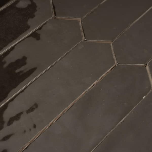 Festa Black 1.7 in. x 9.6 in. Glossy Ceramic Picket Wall and Floor Tile (2.37 sq. ft./case) (23-pack)
