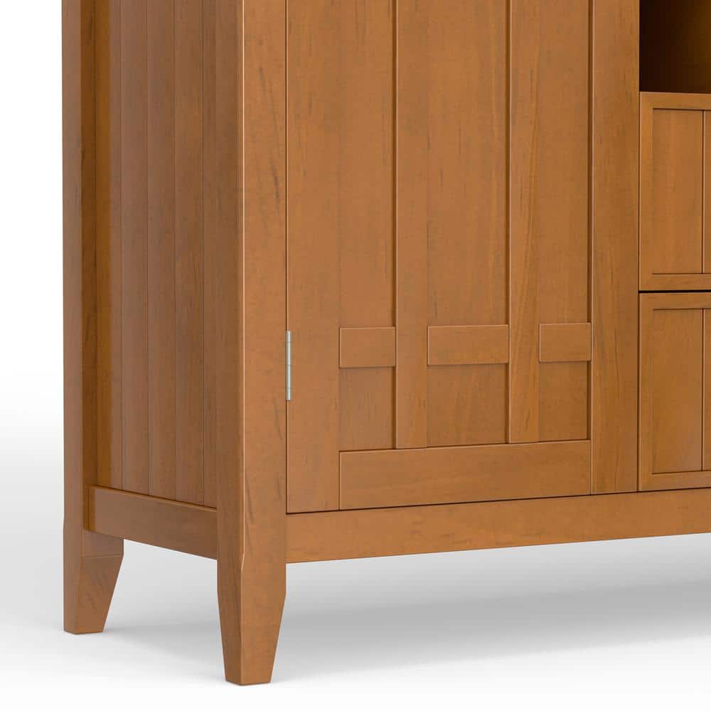 Bedford Light Golden Brown Solid Wood Sideboard Buffet with Wine Rack
