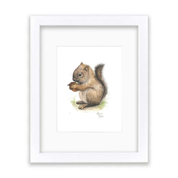 Unbranded Woodland Tinies "Squirrel" by Alyssa Lewis Individual White Framed with Mat Animal Art Print 24 in. x 18 in.