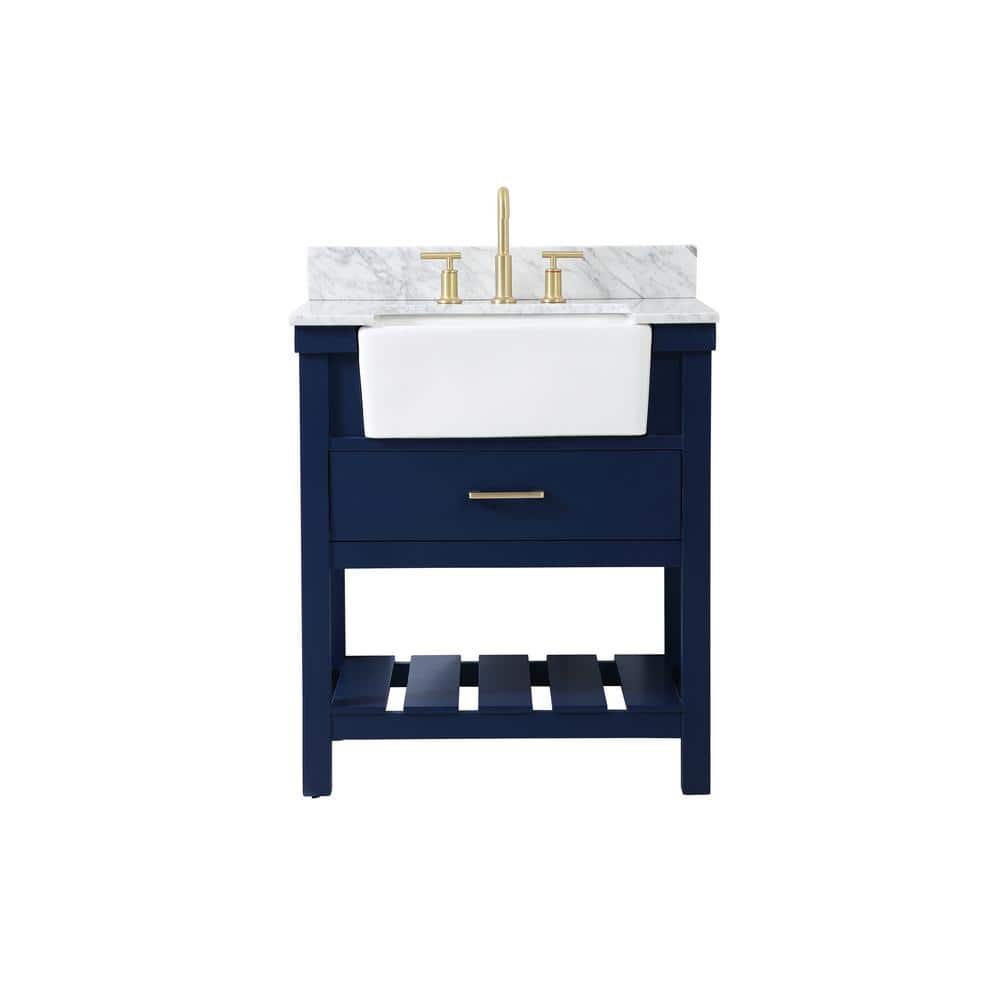 Timeless Home 30 in. W x 22 in. D x 34.13 in. H Bath Vanity in Blue with Ca