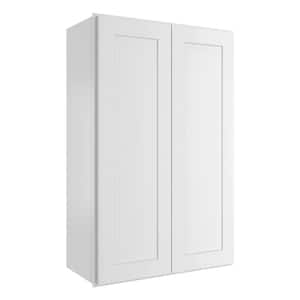 Newport Shaker White Ready to Assemble Wall Cabinet with 2-Doors 3-Shelves (24 in. W x 42 in. H x 12 in. D)