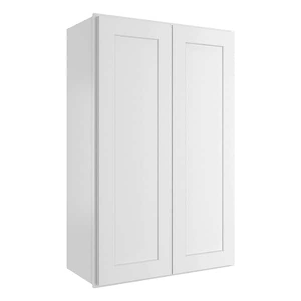Newport Shaker White Ready to Assemble Wall Cabinet with 2-Doors 3-Shelves (24 in. W x 42 in. H x 12 in. D)
