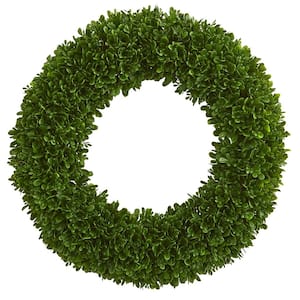 Indoor/Outdoor 19.5 in. Artificial Tea Leaf Wreath UV Resistant