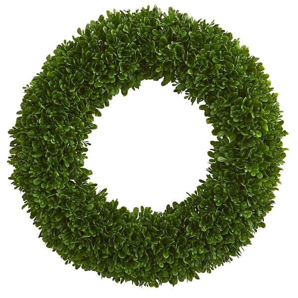 Nearly Natural Indoor/Outdoor 19.5 in. Artificial Tea Leaf Wreath UV  Resistant 4220 - The Home Depot