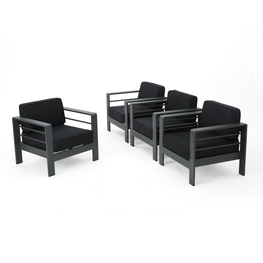 4-Piece Metal Outdoor Patio Seating Set with Dark Gray Cushions price history on PriceWatchPro