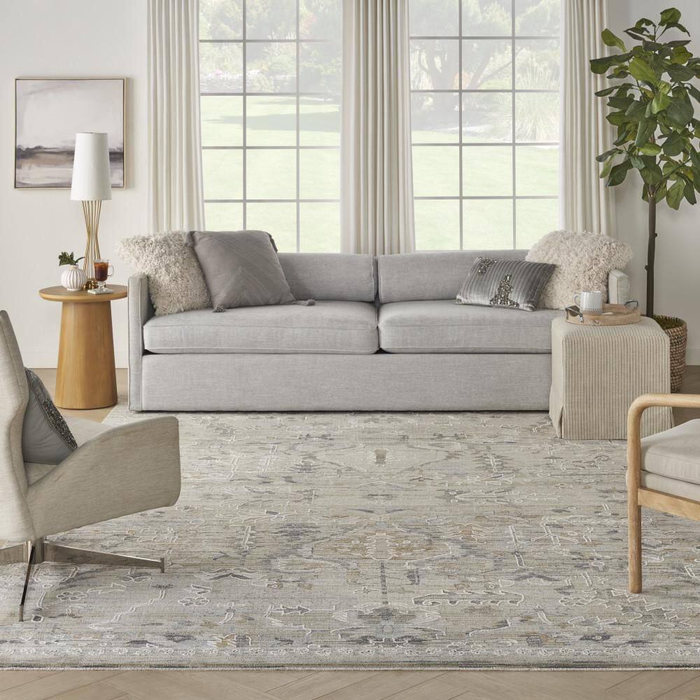 Nyle Ivory Taupe Floral Synthetic 8x10 Area Rug