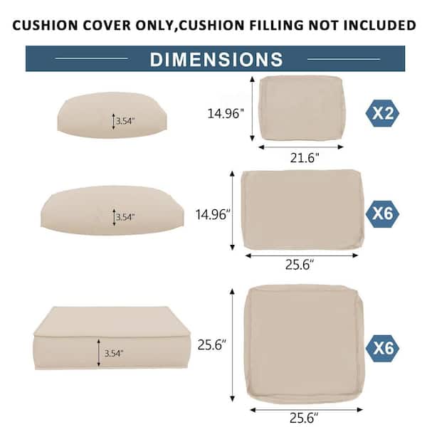 クッション Beige 26 x 26 14-Piece Outdoor Sectional Cushions for Patio Sofa