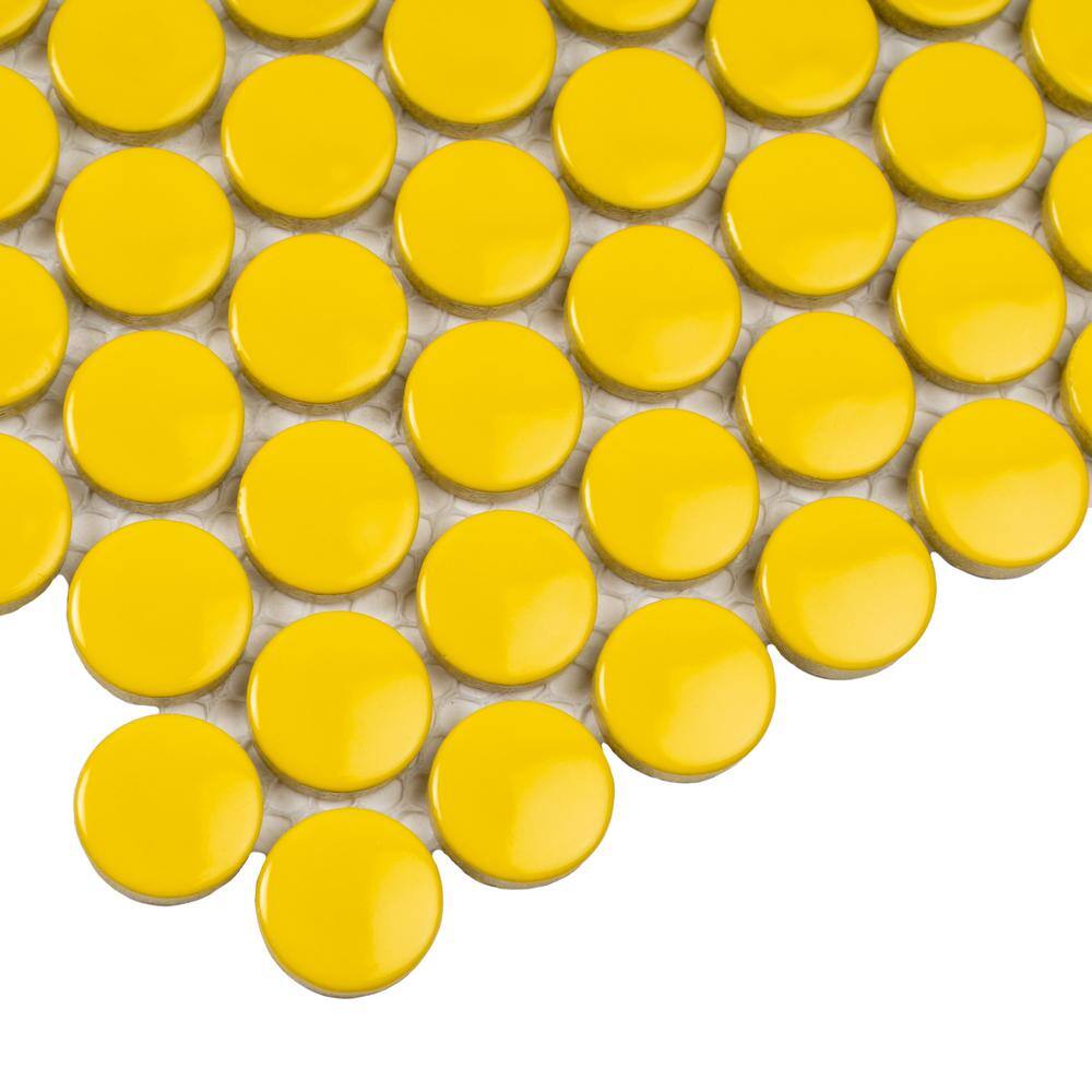 Cirkel 11.46'' Yellow Glossy Porcelain Mosaic Tile Sheet