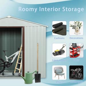 6 ft. x 5 ft. Outdoor White Metal Shed Storage with Metal Floor Base and Window (30 sq. ft.)