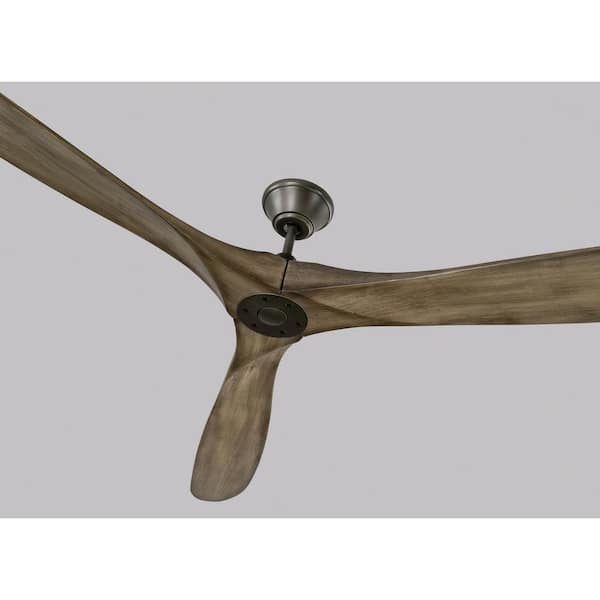 Maverick Super Max 88 in. Indoor/Outdoor Pewter Ceiling Fan with Light Grey Weathered Oak Blades and Remote Control
