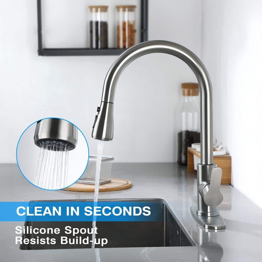 Stainless Steel Single-Handle Pull-Down Sprayer Kitchen Faucet with Soap Dispenser