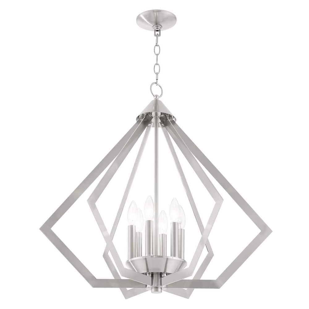 Prism 26" Brushed Nickel 6-Light Steel Chandelier