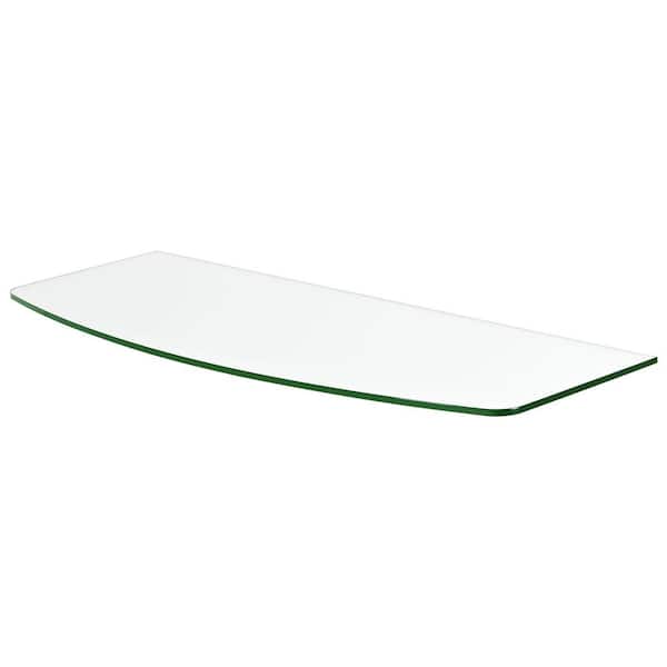 Dolle GLASSLINE 31.5 in. x 10/12 in. x 0.31 in. Clear Glass Convex Decorative Wall Shelf without Brackets