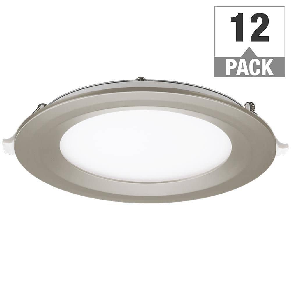 6 in. Canless Integrated LED Recessed Light Brushed Nickel Trim Kit 900 Lum