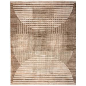 Astra Machine Washable Latte 8 ft. x 10 ft. Graphic Contemporary Area Rug