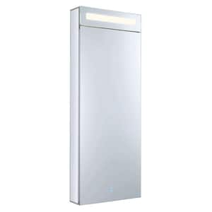 15 in. x 40 in. Recessed or Surface Wall Mount Medicine Cabinet in Stainless Steel with LED Lighting Right Hinge