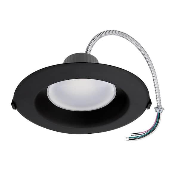 Maxxima 8 in. Black Recessed Commercial LED Downlight Trim, Selectable Color Temperature/Wattage, Up to 2200 Lumens