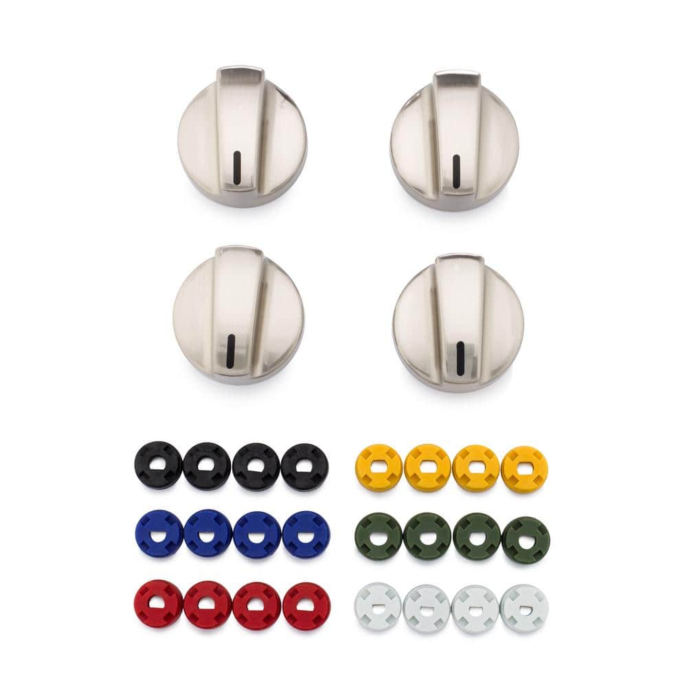 4 Pack Black Control Knobs Replacement with 12 Adapters for Oven/ Stove/ Range 