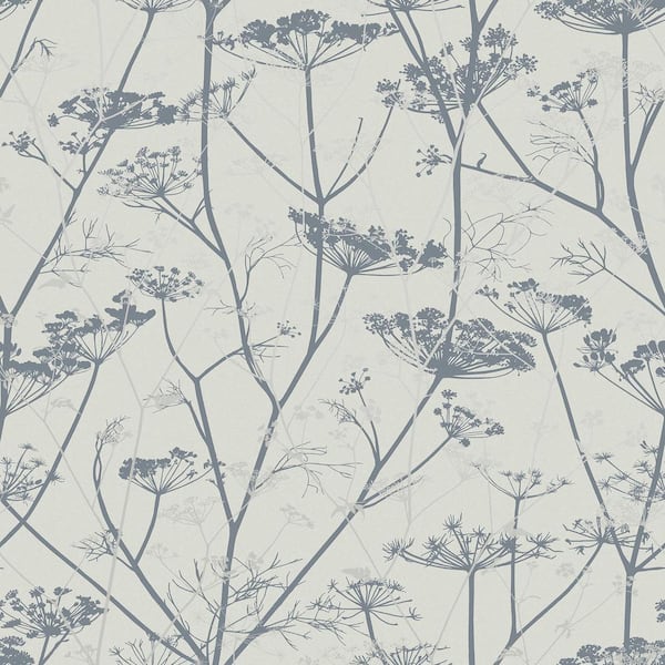 Unbranded Clarissa Hulse Wild Chervil Dove and Silver White Removable Wallpaper Sample
