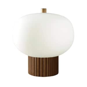 Tambo 24 in. Weathered Brass LED Table Lamp for Living Room with White Linen Shade