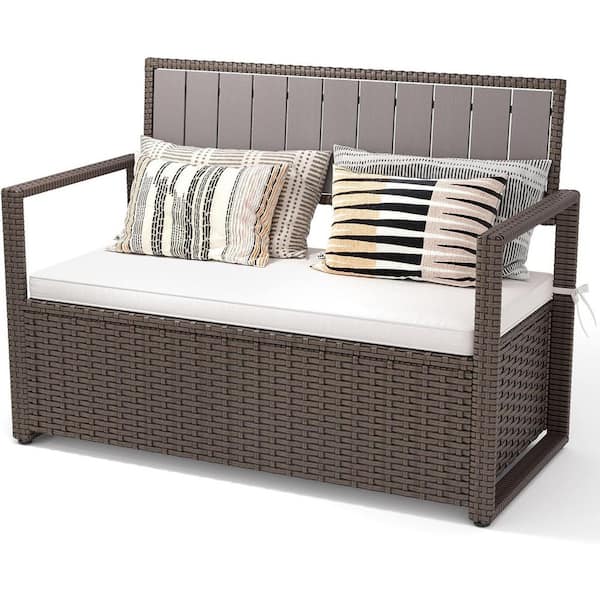 Unbranded 70 Gal. Brown Rattan Outdoor Storage Bench