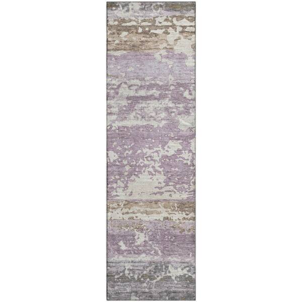Mayfield Premium Machine Washable Abstract AMF2398 Lavender 2 ft. x 7 ft. Runner Rug