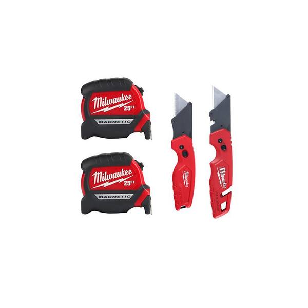 Milwaukee 25 ft. x 1.2 in. Compact Wide Blade Tape Measure (2-Pack)  48-22-0425G - The Home Depot