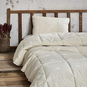 Sheep textured Ivory Twin Size 100% Pure New Wool Filled Comforter, Hypoallergenic, Extra Warmth, Lightweight