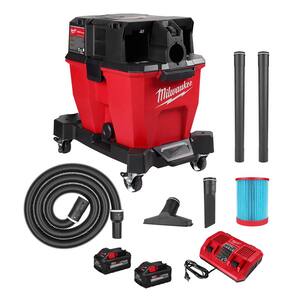 M18 FUEL 9 Gal. Cordless DUAL-BATTERY Wet/Dry Shop Vacuum Kit with (2) 8.0 ah Batteries, Filter, Hose, and Accessories