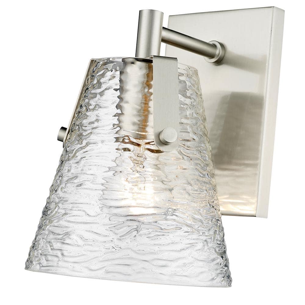 Analia Brushed Nickel and Glass 1-Light Wall Sconce