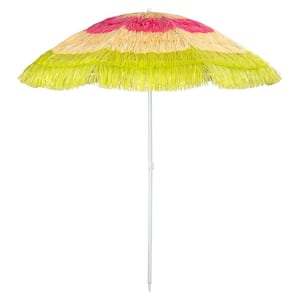 7.5 ft. Tiki Umbrella Beach Umbrella, Hawaiian Style Umbrella, in Multi Color, for Patio Pool and Beach