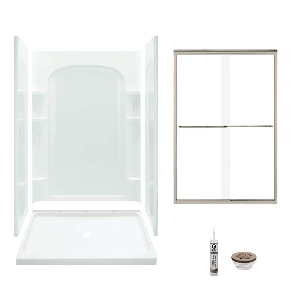 STERLING Ensemble 34 in. x 48 in. x 75.75 in. Center Drain and Backers