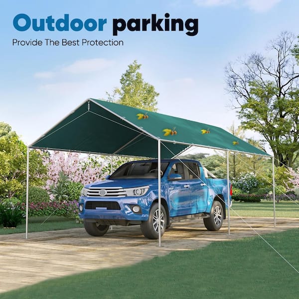 Quictent 10 ft. x 20 ft. Heavy Duty Car Canopy Galvanized Frame Carport Outdoor Party Tent Boat Shelter - Green