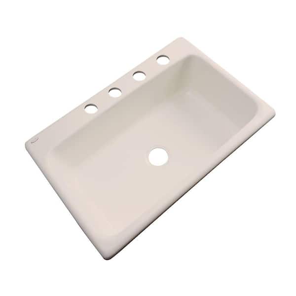 Thermocast Manhattan Drop-In Acrylic 33 in. 4-Hole Single Bowl Kitchen Sink in Candlelyght