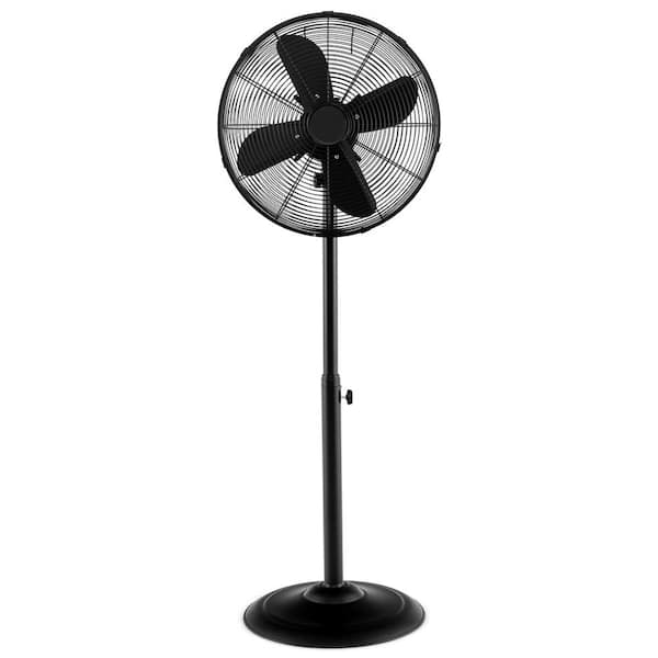 17.5 in. 3 Speeds Pedestal Fan in Black with Settings Carrying Handle Aluminum Blades
