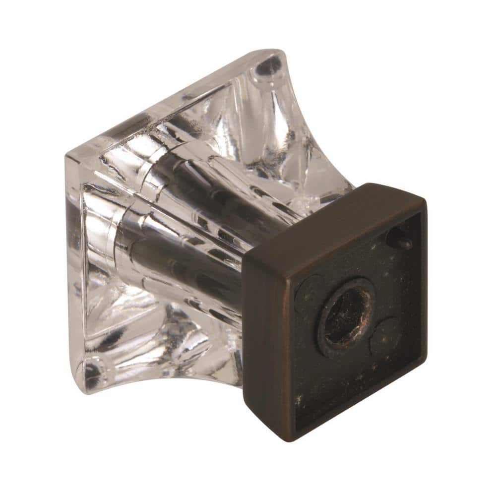 Square Clear Crystal and Oil Rubbed Bronze Cabinet Knob
