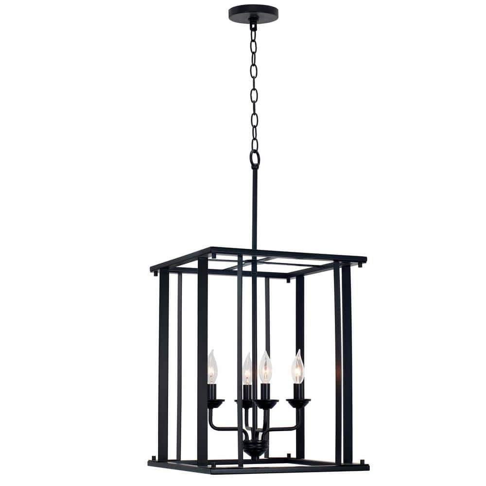 Samson 31.5" Modern Farmhouse Black Lantern Cage Pendant Light