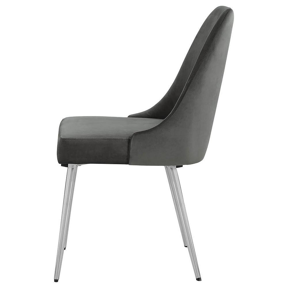 Gray Upholstered Metal High Back Side Chair